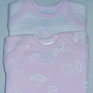 2 Piece Bodysuit Pink White Clouds Striped Set